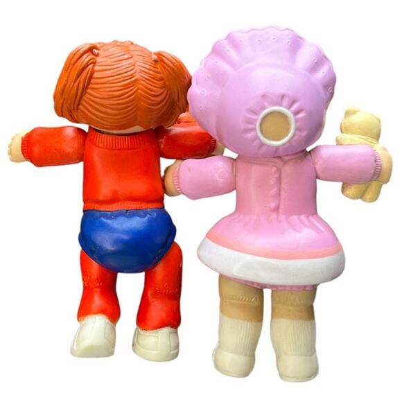 Vtg 80s Cabbage Patch Kids Action Figure Lot of 2 Baby Teddy Bear Preppy Argyle - Picture 2 of 8
